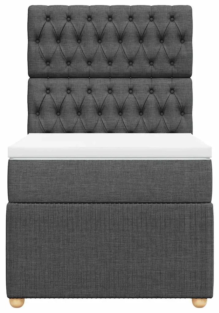 Cama com molas/colchão 90x190 cm tecido cinza-escuro
