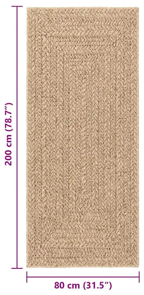 Tapete ZIZUR 80x200 cm aspeto de juta interior e exterior