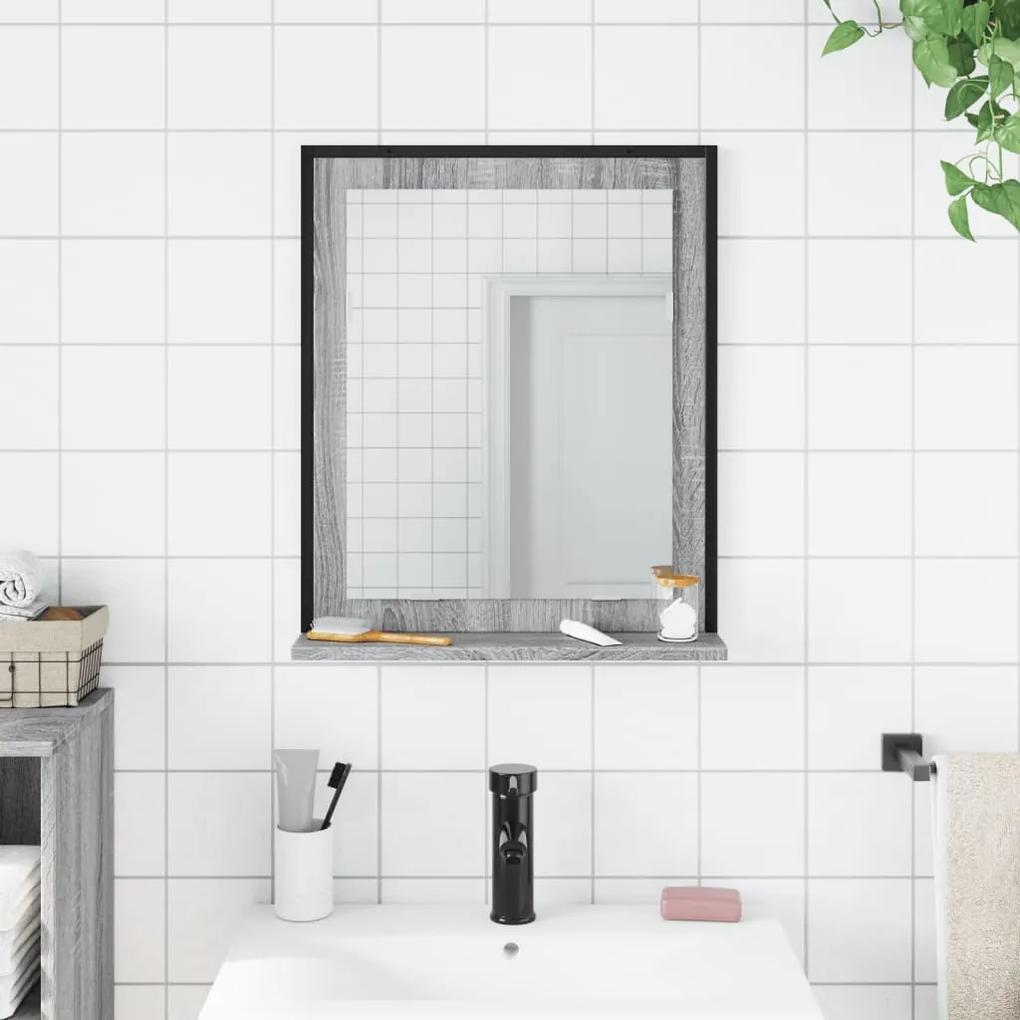 Espelho de WC c/ prateleira derivados madeira cinzento sonoma