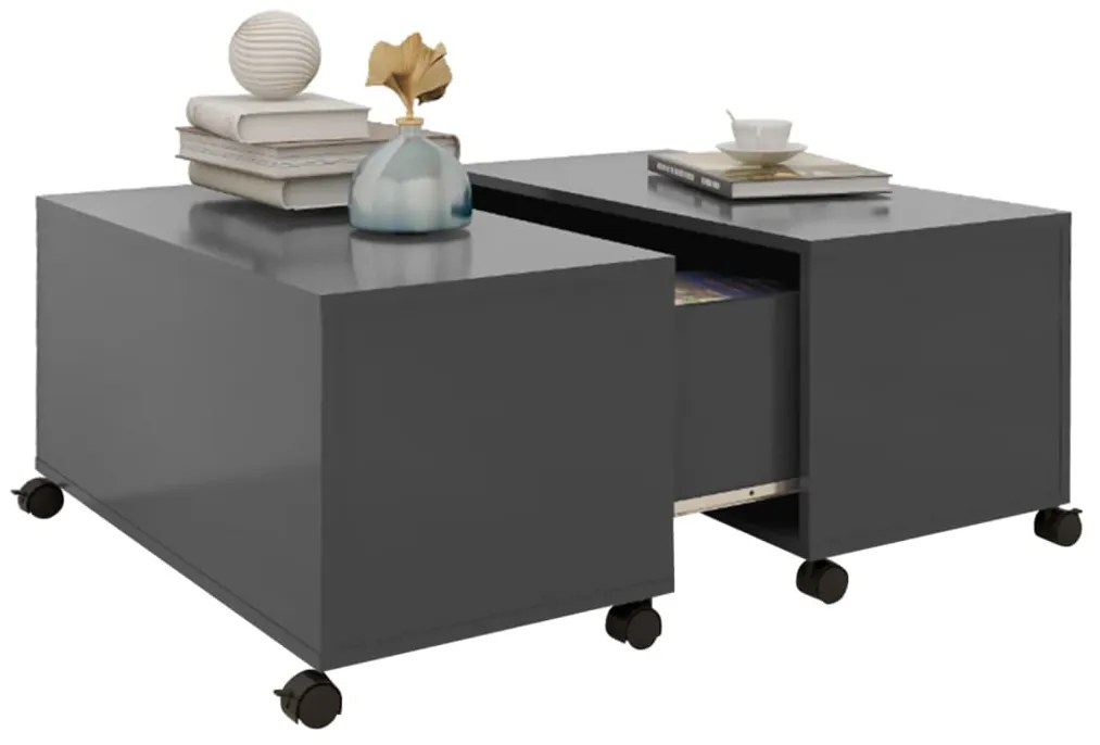 Mesa de Centro Lexas com Baú - Cinzento - Design Moderno