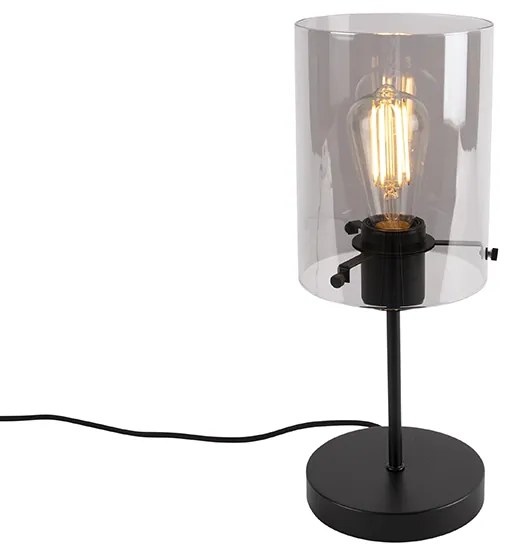Candeeiro de mesa design preto com vidro fumê em pé - Dome Design