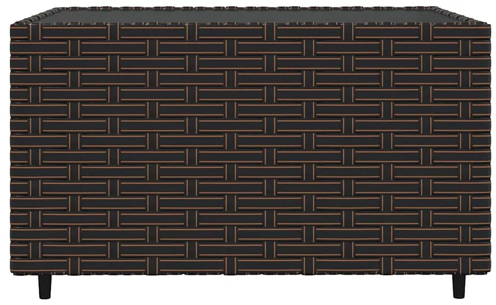 3 pcs conjunto lounge jardim c/ almofadões vime PE castanho