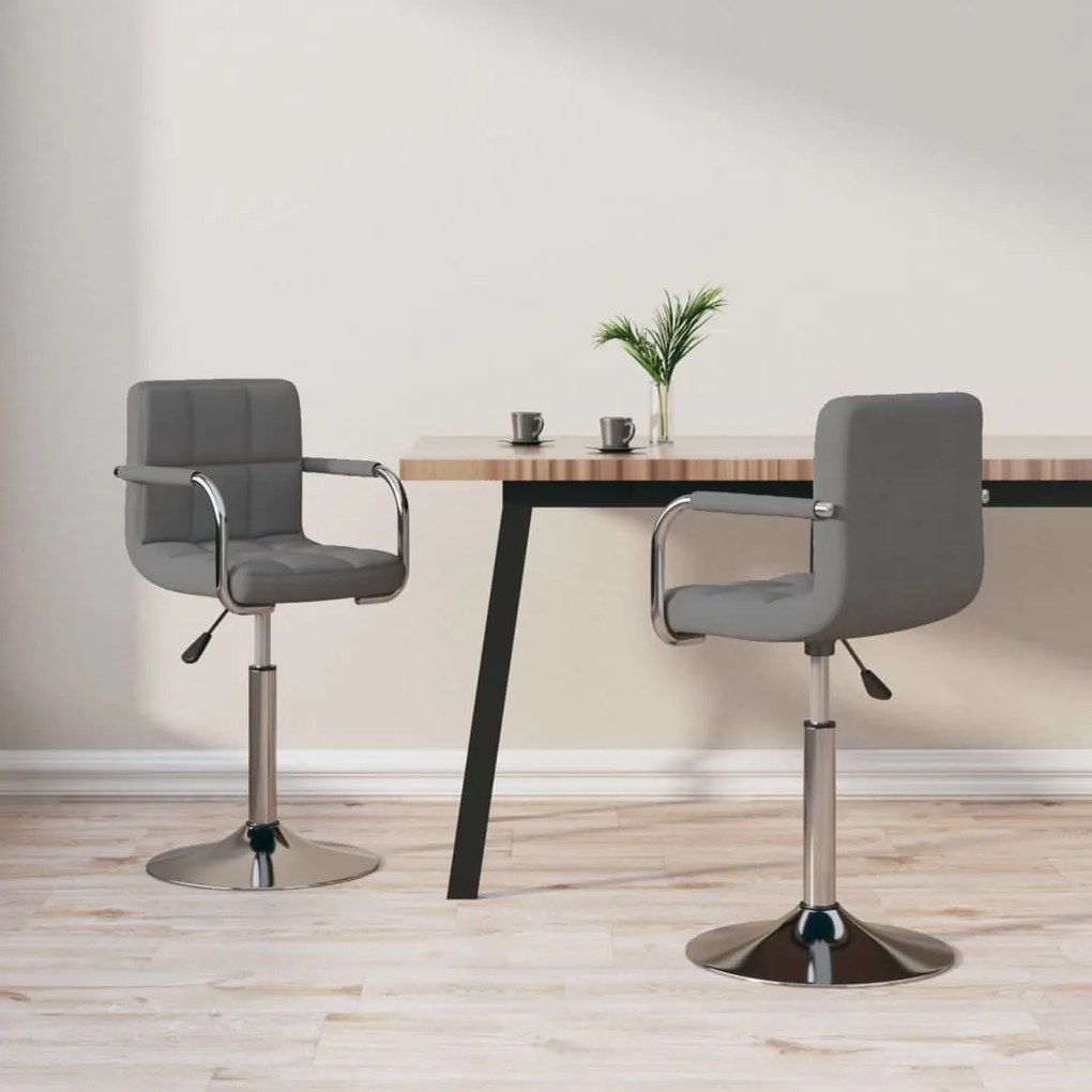 vidaXL Cadeiras de jantar giratórias 2 pcs tecido cinzento-claro