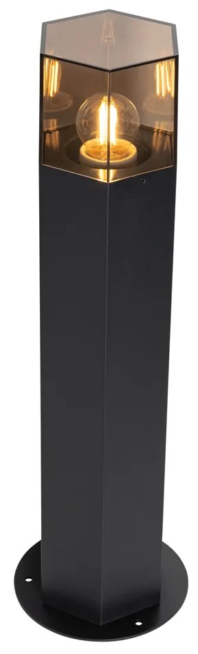 Candeeiro de pé para exterior preto com cúpula fumê hexagonal 50 cm - Dinamarca Moderno