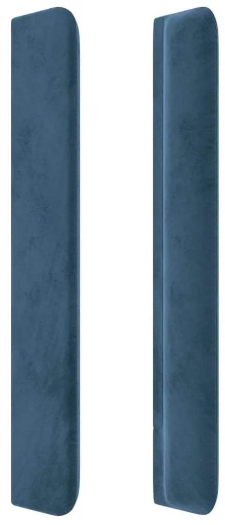 Cabeceira cama c/ abas veludo 183x16x118/128 cm azul-escuro