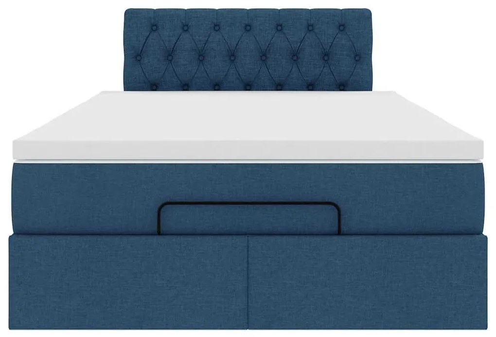 Cama otomana com colchão 120x200 cm tecido azul