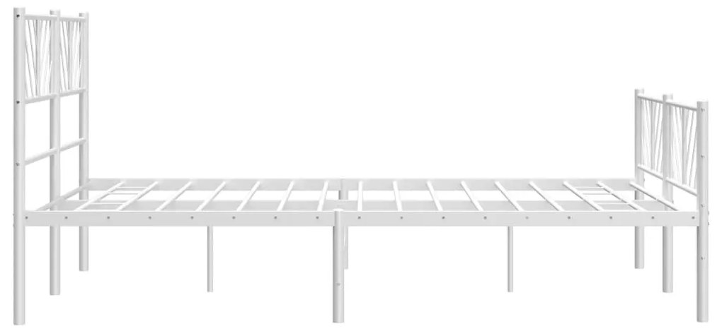 Estrutura de cama com cabeceira e pés 140x190 cm metal branco