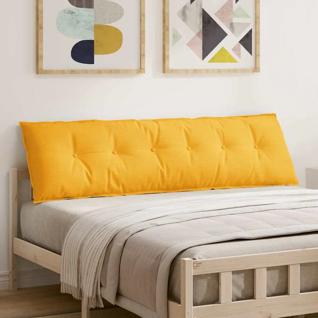 vidaXL Travesseiro para Costas Amarelo Claro 180 x 50 cm