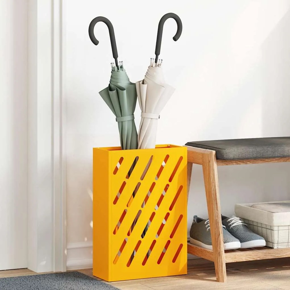 vidaXL Suporte de Guarda-Chuva Amarelo Mostarda 28x12x41 cm em Aço