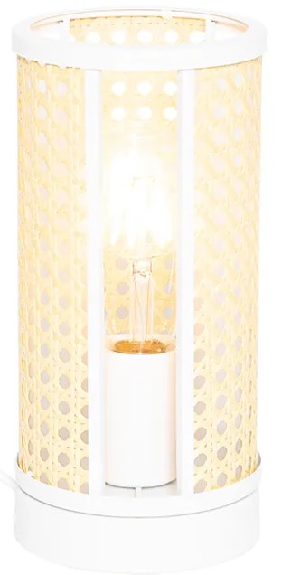 Candeeiro de mesa oriental branco com vime 12 cm - Akira