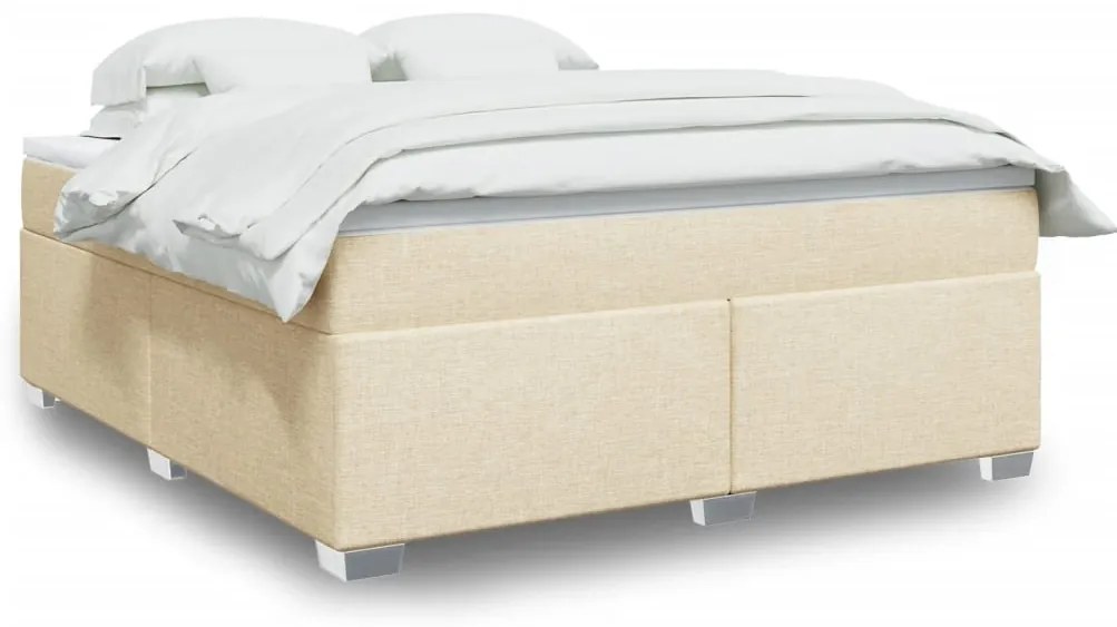 vidaXL Cama com molas/colchão 180x200 cm tecido cor creme