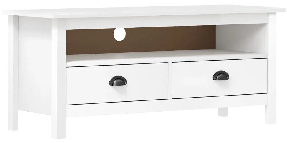 vidaXL Móvel de TV Hill 110x40x47 cm pinho maciço branco