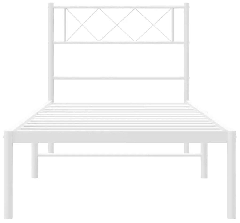 Estrutura de cama com cabeceira 100x190 cm metal branco