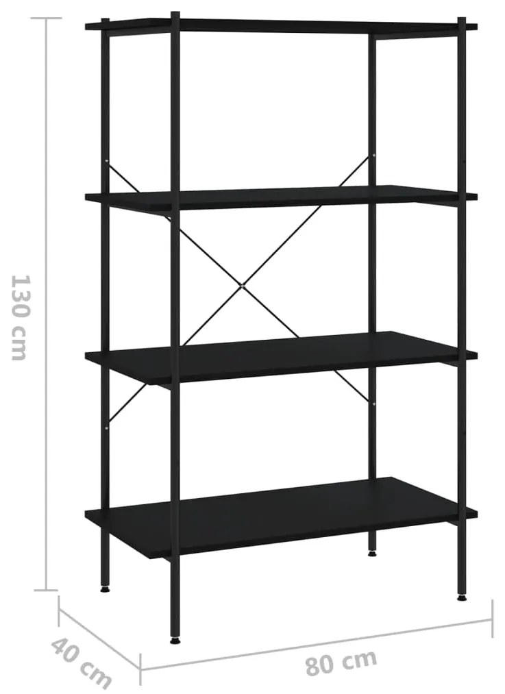 Unidade com 4 prateleiras 80x40x130 cm preto