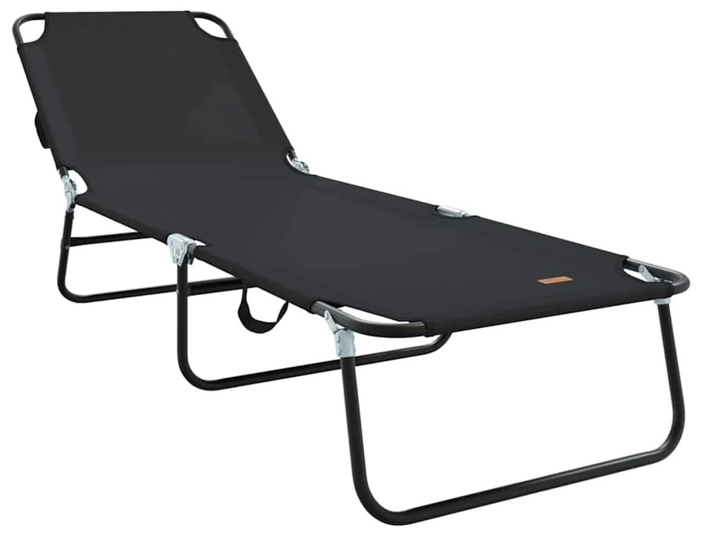 Espreguiçadeira Dobrável 2 pcs Portátil Preta 600D Tecido Oxford
