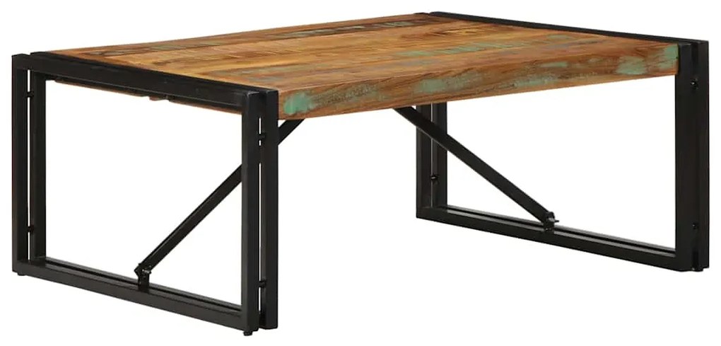 Mesa de centro multicor 80x80x35 cm madeira maciça recuperada