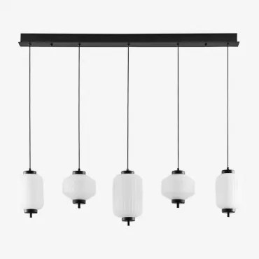 Lâmpada De Teto Pendente Led Em Ferro E Cristal Com 5 Pontos De Luz Necsar Preto - Sklum