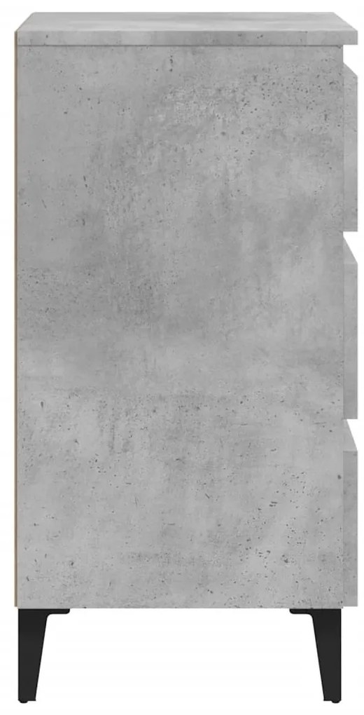 Mesa cabeceira c/ pernas de metal 40x35x69 cm cinzento cimento