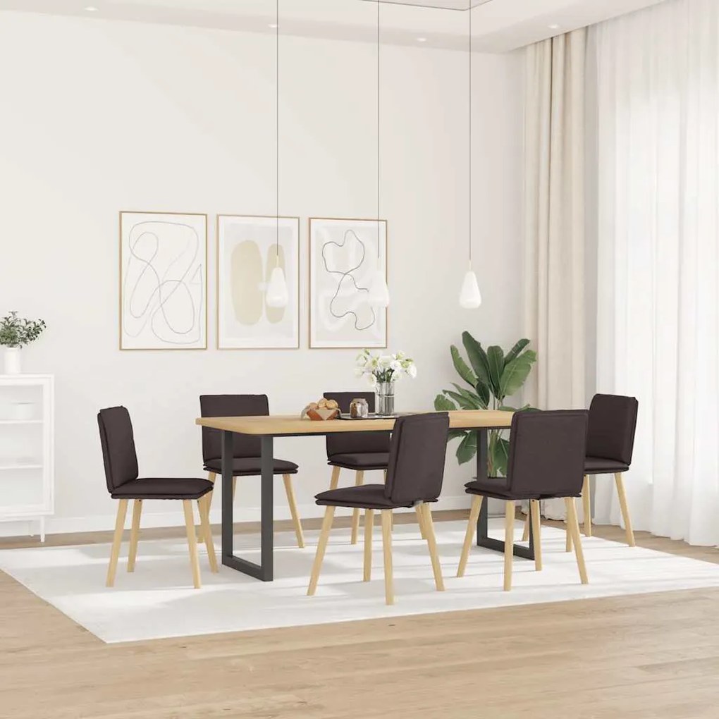vidaXL Cadeiras de jantar 6 pcs tecido castanho-escuro