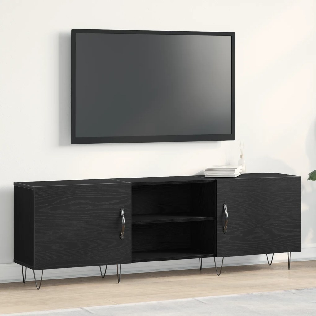 Armário para TV vidaXL Preto Carvalho 150x30x50 cm Madeira engenheirada