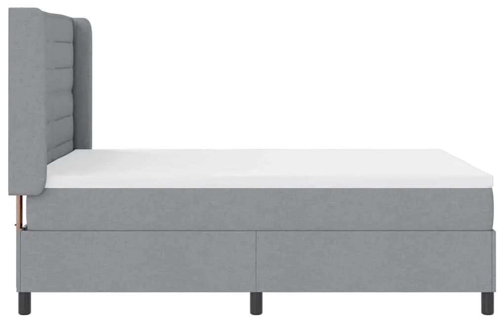 Cama com Estrado e Colchão Cinza Claro 140x200 cm em Tecido