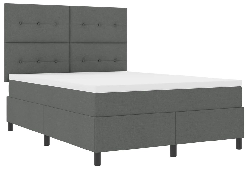 Cama Box com Colchão Cinza Escuro 160x200 cm Tecido
