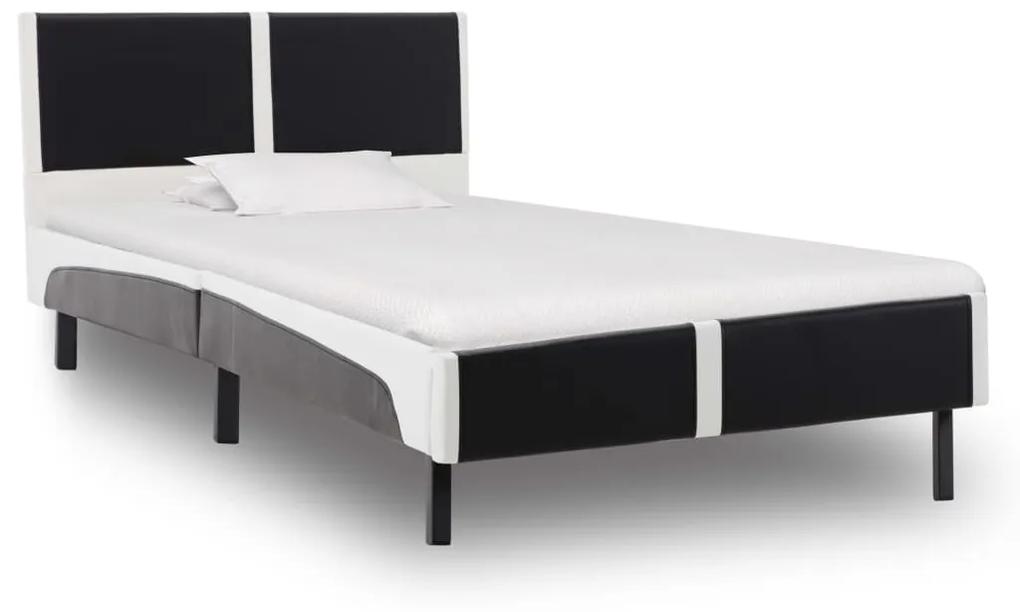 280287 vidaXL Estrutura de cama 90x200 cm couro artificial preto e branco
