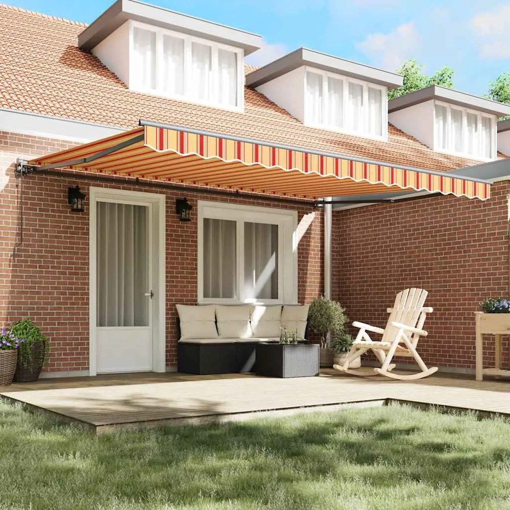 Toldo Retrátil Manual Amarelo e Laranja 450x300 cm