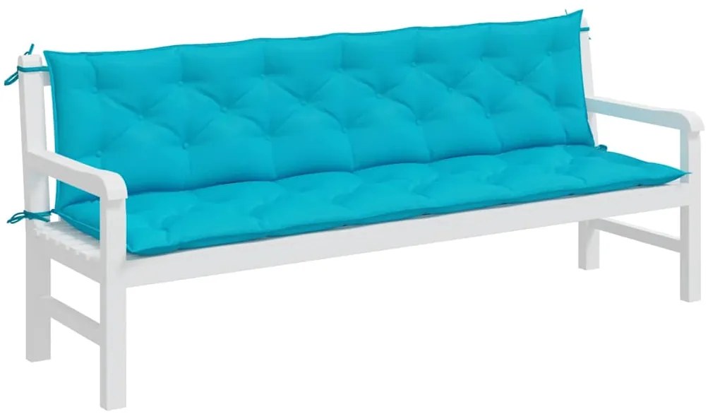 Almofadões p/ banco de jardim 2 pcs 200x50x7 cm tecido turquesa