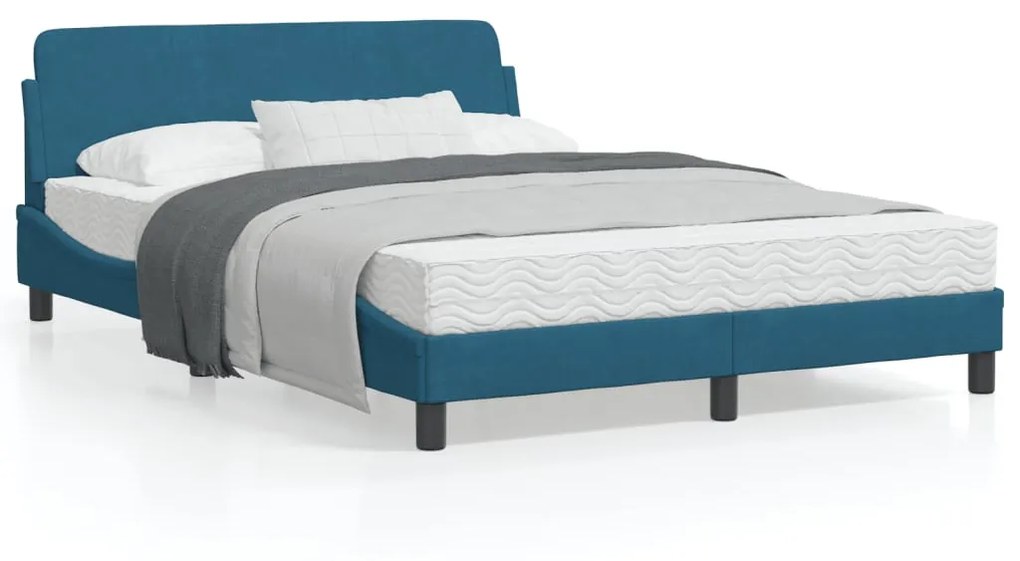 vidaXL Estrutura de cama c/ cabeceira 140x200 cm veludo azul