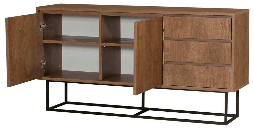 Conjunto de Mobiliário de Sala de Estar Laxus – Nogueira/Preto – 90x39