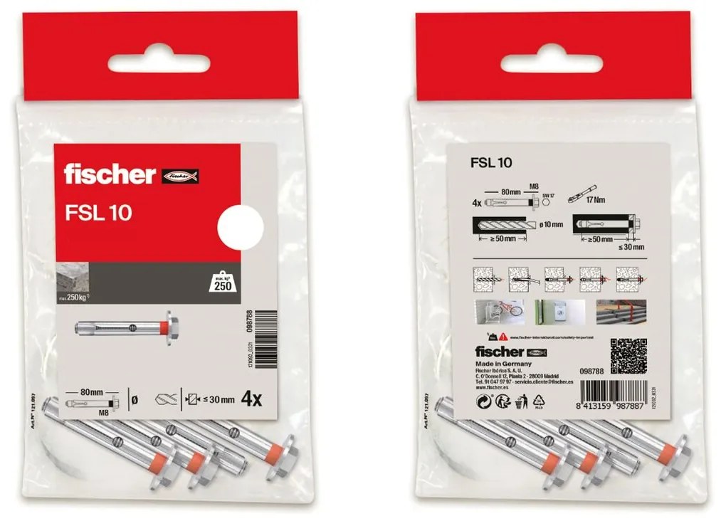 Tacos Fischer M10 x 70 mm