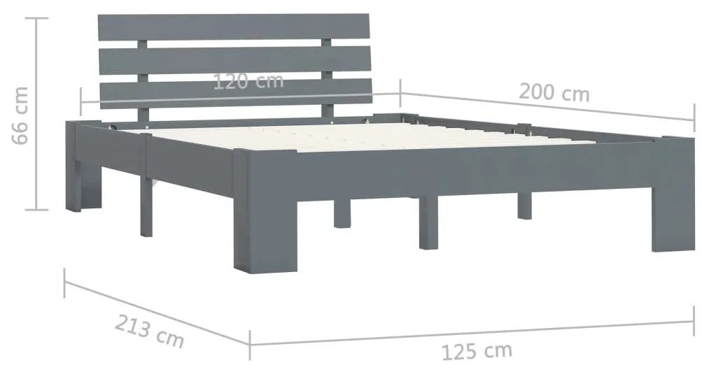 Estrutura de cama 120x200 cm pinho maciço cinzento