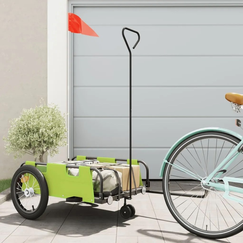 vidaXL Reboque de bicicleta tecido oxford/ferro verde