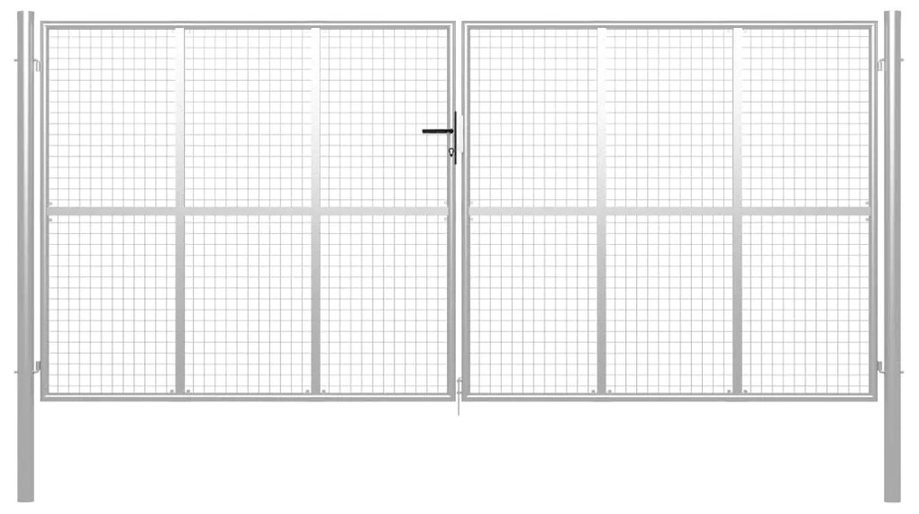 vidaXL Portão de jardim em aço galvanizado 415x225 cm prateado