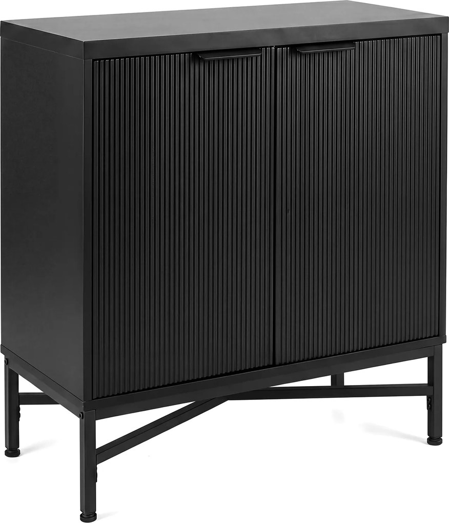 Aparador de 2 Portas, 71 x 35 x 82 cm, Prateleira Ajustável em 5 Níveis, Preto