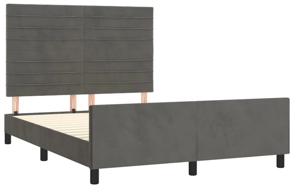 Estrutura de cama sem colchão 140x190 cm veludo cinzento-escuro