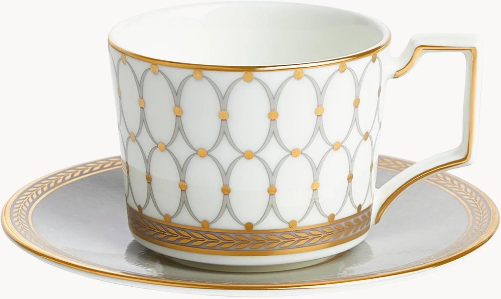 Chávena de café e pires em Fine Bone China Renaissance