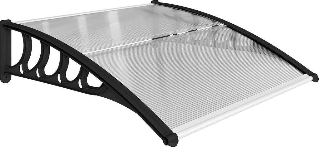 Outsunny Marquise de Proteção para Portas e Janelas 103x96,5 cm com Painéis de Policarbonato e Barras de Alumínio Transparente | Aosom Portugal