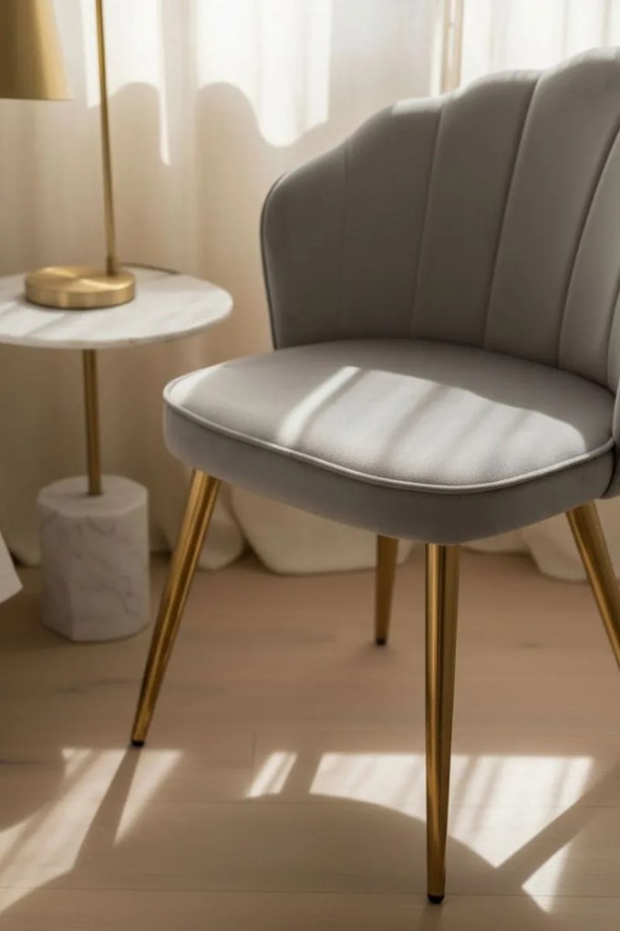 Cadeira Blume Gold Veludo - Cinza