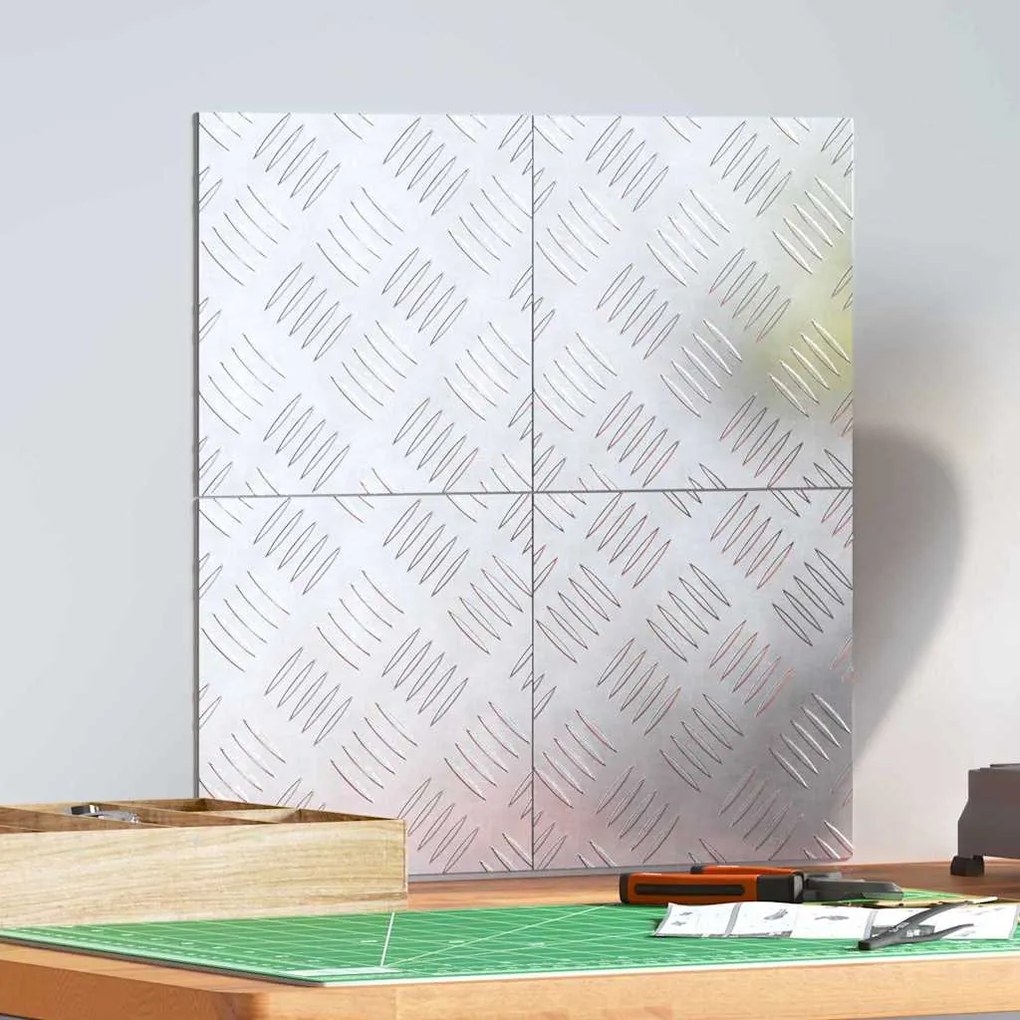 vidaXL Degrau Quadrado 4 pcs Prateado 20 x 20 cm Alumínio