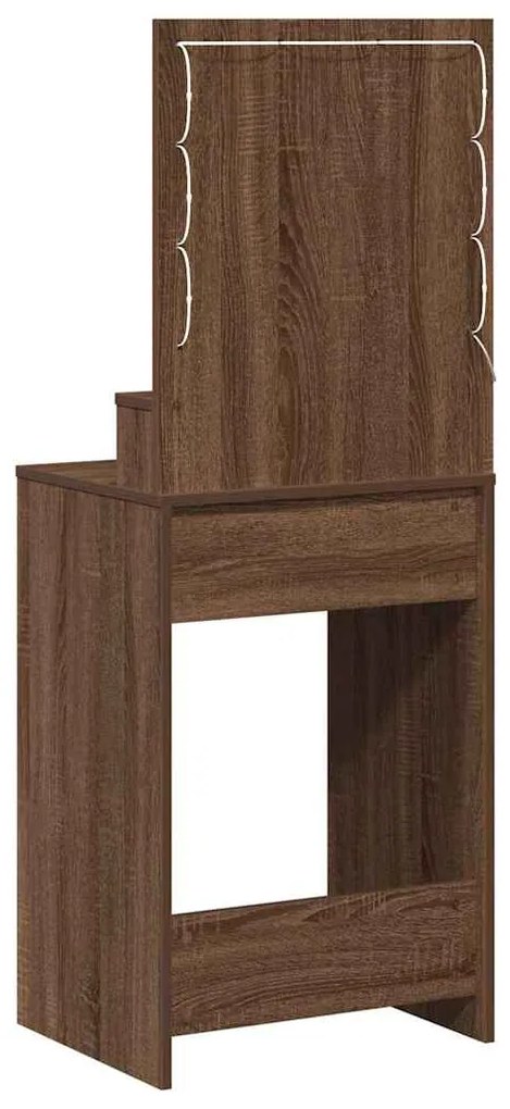 Mesa de Maquilhagem vidaXL com Luzes LED em Castanho Carvalho 50x41x13