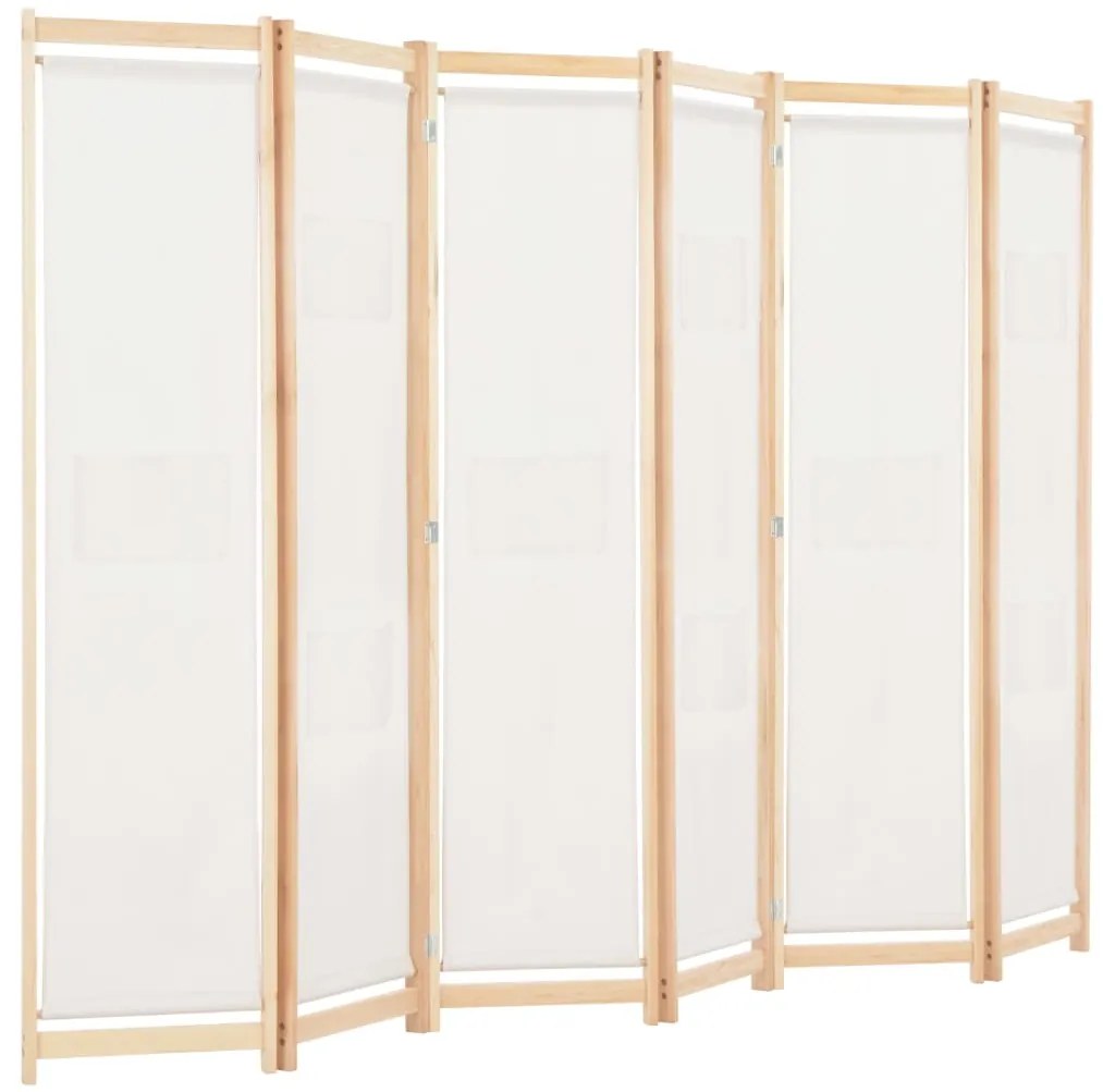 Divisória de quarto com 6 painéis 240x170x4 cm tecido cor creme