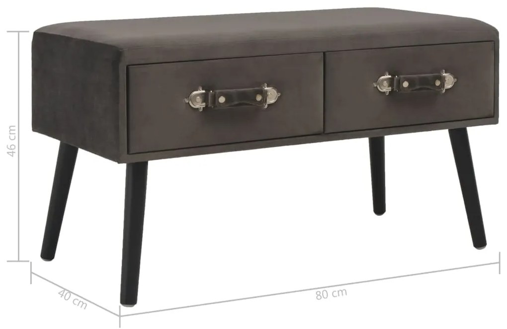 Mesa de centro 80x40x46 cm veludo cinzento
