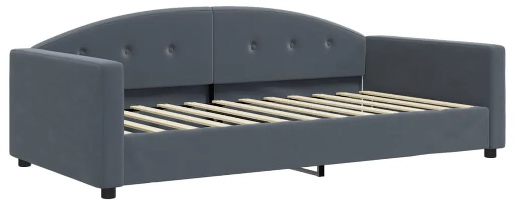Sofá-cama com gavetão 100x200 cm veludo cinzento-escuro
