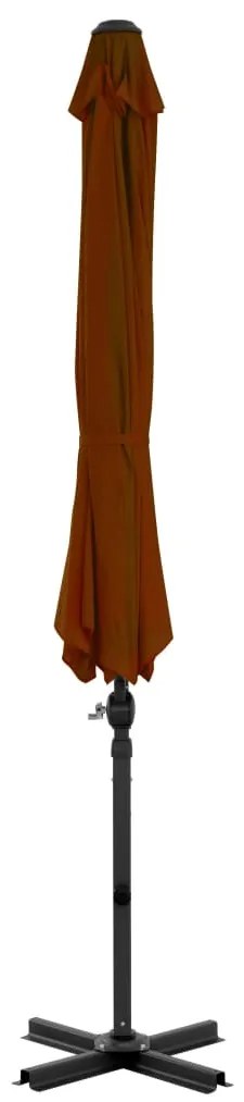 Guarda-sol jardim cantilever c/ poste alumínio 300cm terracotta