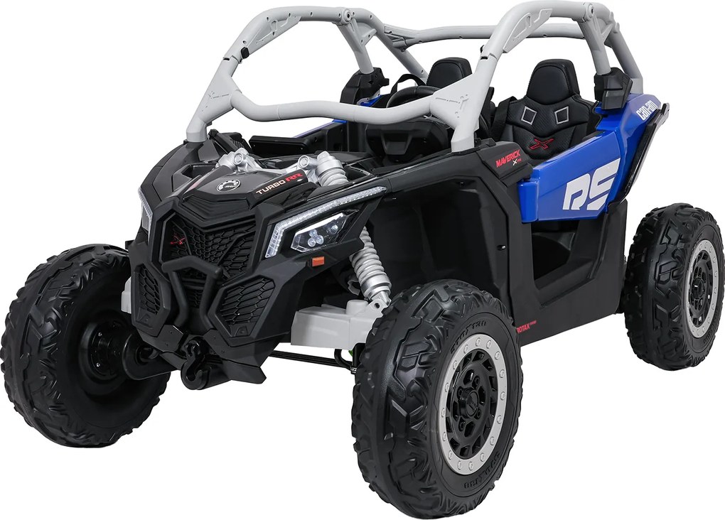 Buggy elétrico para Crianças 24V, 4x4 Maverick Turbo RR Buggy, Rodas de EVA, Banco de couro sintetico Azul - Cinzento
