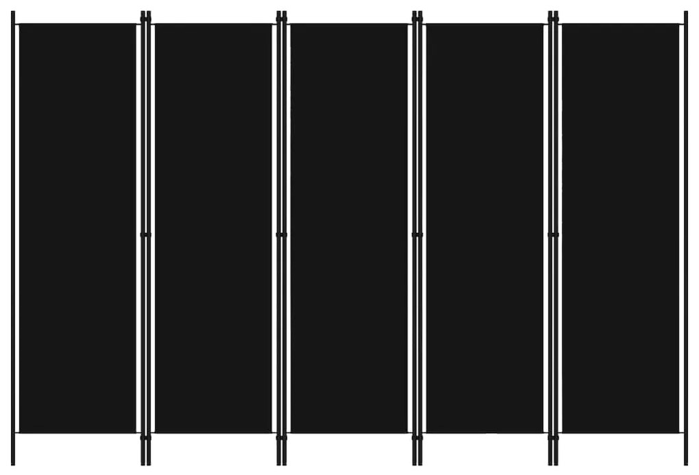 320726 vidaXL Divisão de quarto com 5 painéis 250x180 cm preto