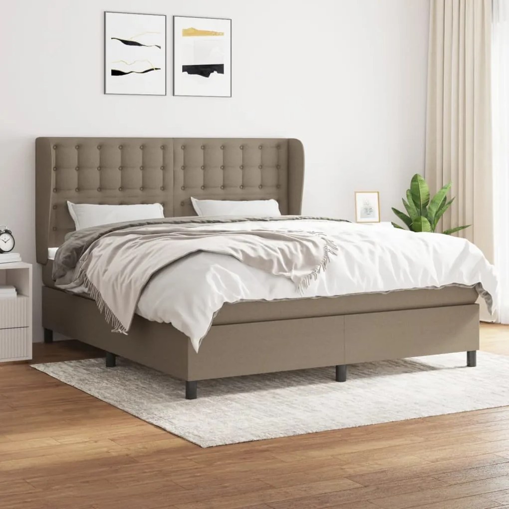 vidaXL Cama com molas/colchão 180x200 cm tecido castanho-acinzentado