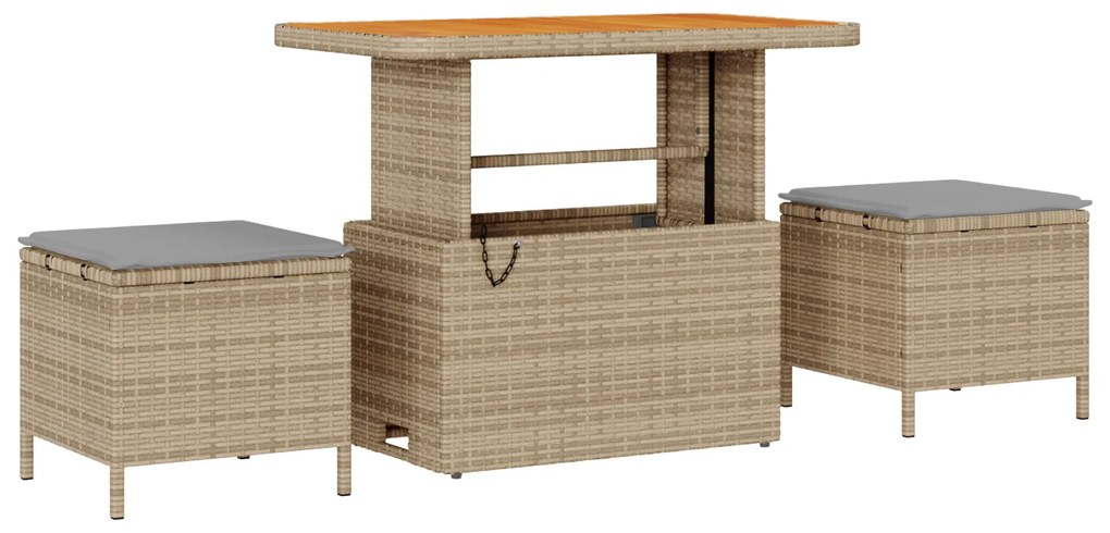 Conjunto de Sofá de Jardim de 11 Peças com Almofadas Bege em Rattan Po